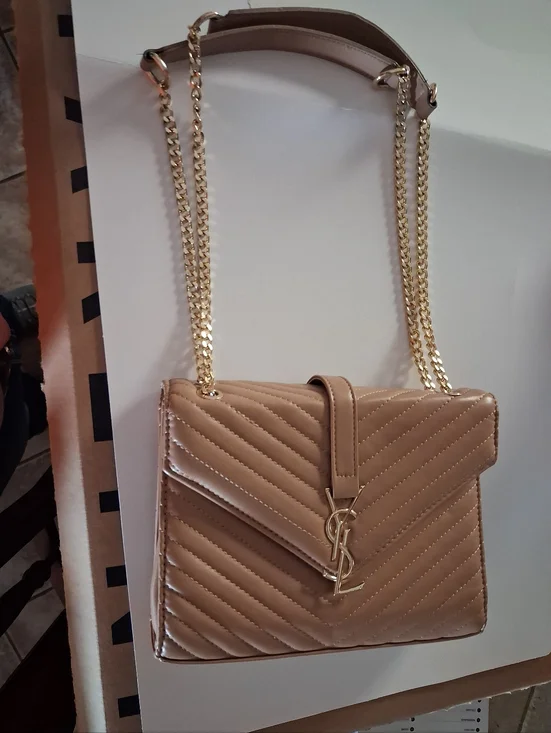 YSL Women's Tan and Red Chain Shoulder Bag - Picture 3 of 3